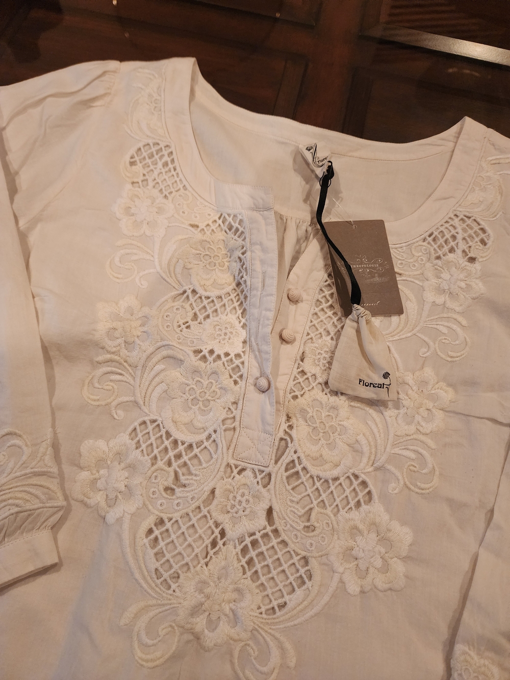 Floreat White Embroidered Cotton Women's Top